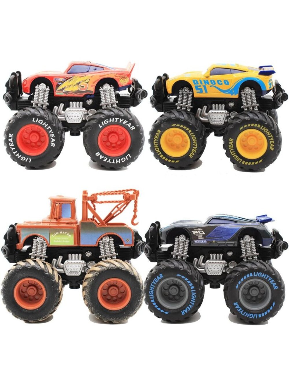 4-Pack Die-Cast Car Toys, Tow Truck & Buggy Set, 1:55 Scale Vehicles for Kids